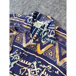 TravelSmith Mens L‎ Rayon Shirt Short Sleeve Button Up Abstract Print